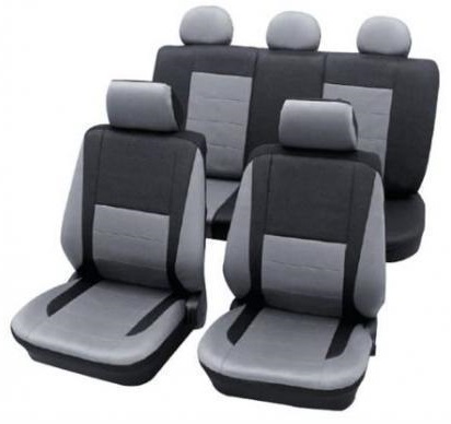 Set huse pentru scaune auto PETEX Elegance 25274918PX, montare fata si spate, negru/gri, din poliester, universale