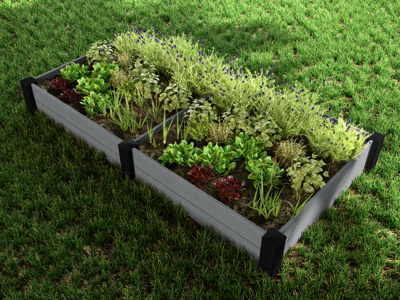 Set 2 jardiniere patrate KETER Vista Modular Garden Bed 252531, 2 x 121.5x121.5x27 cm, plastic, maro