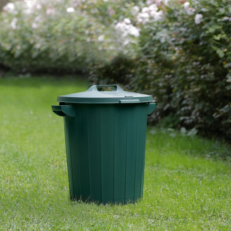 Cos pentru gunoi KETER Refuse 173554, volum 90 litri, 49 x 49 x 58 cm, capac cu maner, detasabil, verde