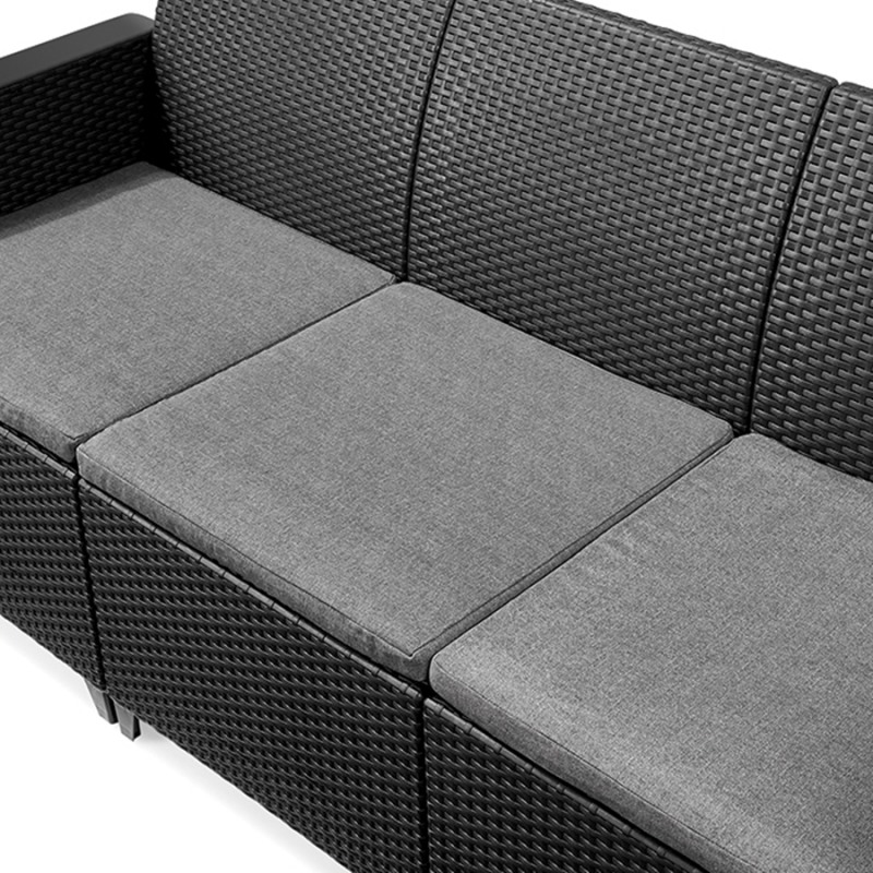 Set mobilier gradina KETER Emma 246150, canapea cu 3 locuri, 2 fotolii, masa de cafea, 5 perne, grafit, polipropilena