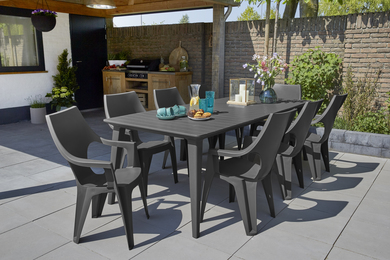 Masa de gradina KETER Lima 240 226562, 235 x 98 x 74 cm, pentru 8-12 persoane, material polipropilena, grafit