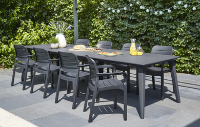 Masa de gradina KETER Lima 320 231183, 313 x 98 x 74 cm, 8-12 persoane, forma dreptunghiulara, material polipropilena, grafit