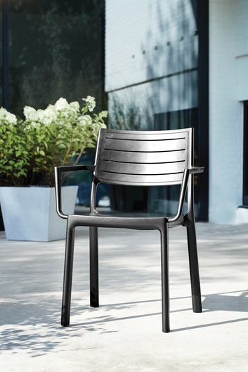 Scaun pentru gradina cu spatar si manere KETER Metaline 249183, 60 x 53 x 81 cm, negru