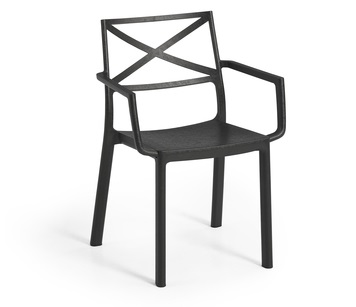 Scaun pentru gradina cu spatar si manere KETER Metalix 249182, 60 x 53 x 81 cm, negru