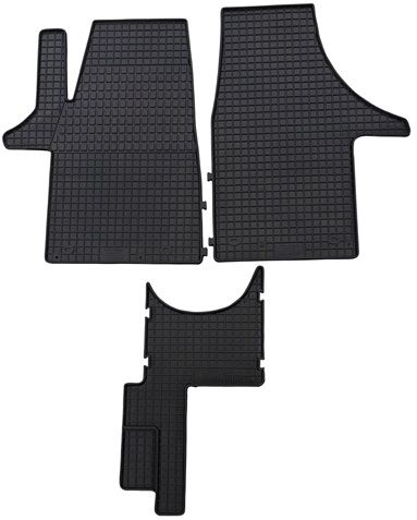 Set 3 covorase auto din cauciuc PETEX 68610PX, negru, parte montare fata, pentru Volkswagen T5, T6, 3 locuri fata