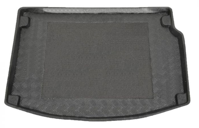 Tavita portbagaj auto POLCAR 6014WB-3, din polietilena, neagra, cu margine ridicata, pentru Renault Megane III Hatchback, cu panza antiderapanta