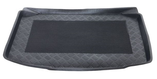 Tavita portbagaj auto POLCAR 6915WB-3, din polietilena, neagra, cu margine ridicata, pentru Skoda Fabia II Hatchback, cu panza antialunecare