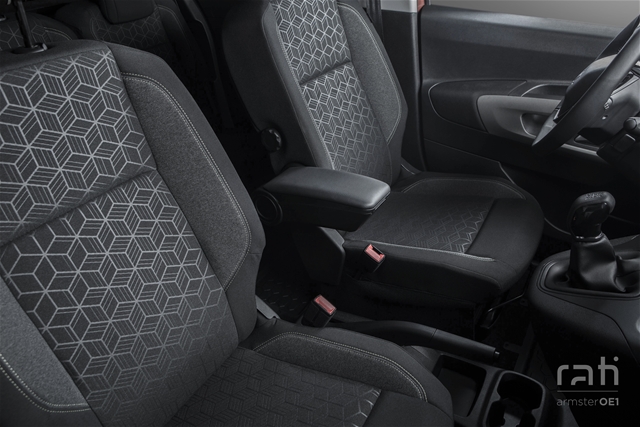 Cotiera auto rabatabila RATI Armster OE1 V01084ERA, capac piele ecologica, neagra, pentru Ford Puma, 2019-, Focus, Fiesta, 2017-, Ka+, Ecosport, 2018-