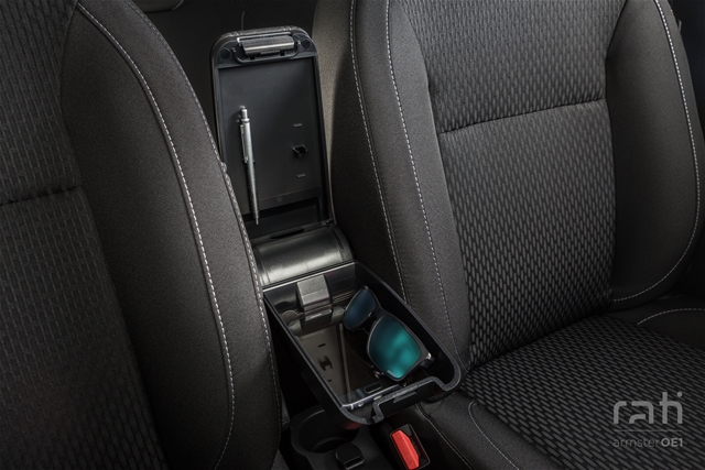 Cotiera auto rabatabila RATI Armster OE1 V01084ERA, capac piele ecologica, neagra, pentru Ford Puma, 2019-, Focus, Fiesta, 2017-, Ka+, Ecosport, 2018-