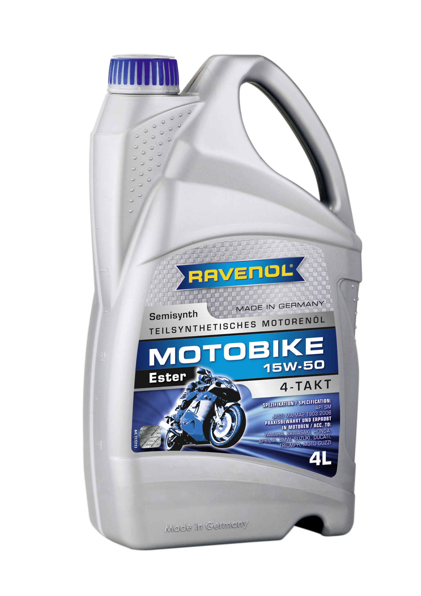 Ulei motor 4 timpi RAVENOL Motobike 4-T Ester 15W50 1172113-004, volum 4 litri, pentru motociclete