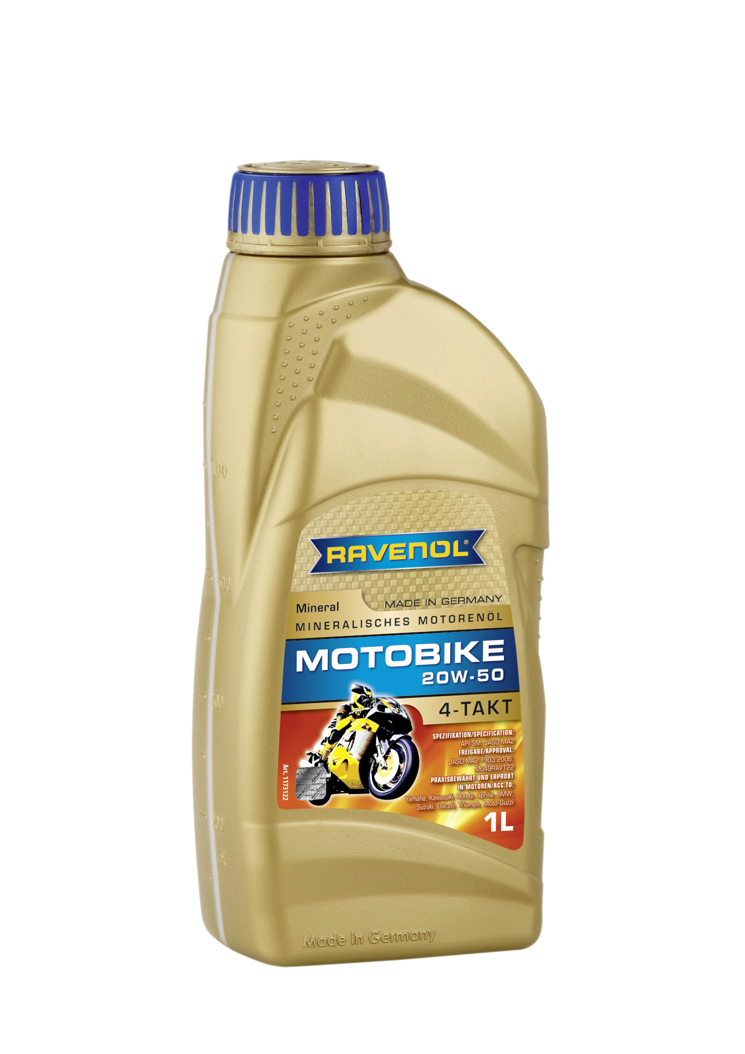 Ulei motor 4 timpi RAVENOL Motobike 4-T Mineral 20W50 1173122-001, volum 1 litru, pentru motociclete