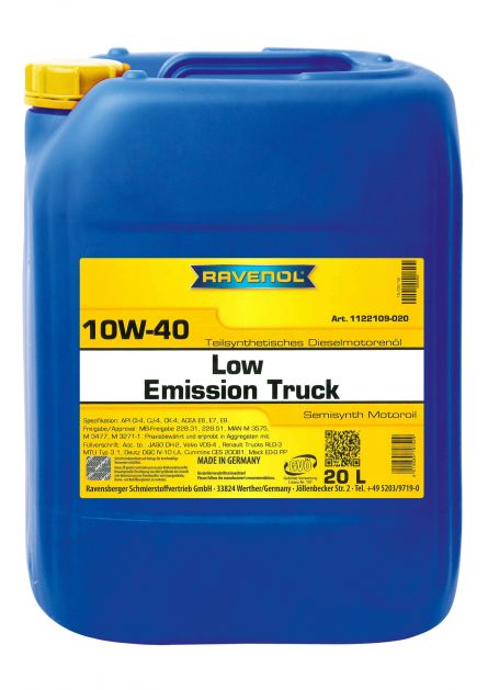 Ulei motor RAVENOL Low Emission Truck 10W40 SHPD 1122109-020, volum 20 litri, mineral