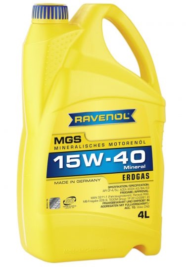 Ulei motor RAVENOL MGS Gasmotor 15W40 1133100-004, multigrad, volum 4 litri, mineral