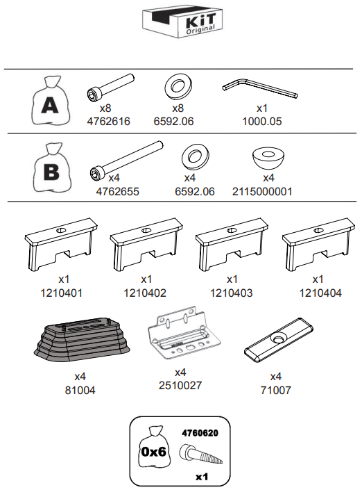Kit montare bare transversale GREEN VALLEY CSNBB 156 104, pentru Peugeot 307, 01.2001-01.2009