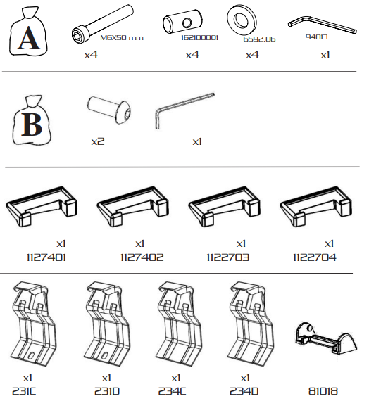 Set montaj bare transversale GREEN VALLEY CSNBB 156 281, pentru Fiat 500, 10.2007-, Abarth 500, 12.2007-