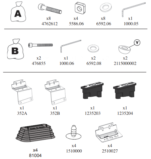 Kit montare bare transversale GREEN VALLEY CSNBB 156 352, pentru Renault Clio III, 07.2005-12.2012