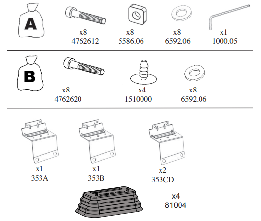 Kit montare bare transversale GREEN VALLEY 156 353, pentru Dacia Logan, 2004-2012, Dacia Sandero, 2008-2013