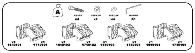 Kit montare bare transversale GREEN VALLEY 156 401, pentru Audi A3 Sportback, 2004-2013