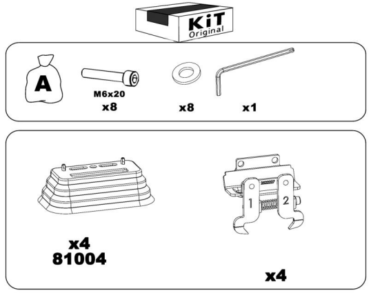 Kit montare bare transversale GREEN VALLEY 156 222, pentru Opel Astra J, Opel Corsa D, Opel Meriva A+B, Skoda Fabia, Octavia, Volkswagen Polo