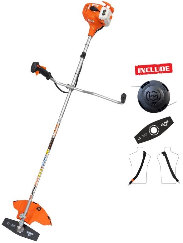 Motocoasa de umar RURIS RR 240 Bravo, motor benzina Khumma, 2 timpi, 24 CC, 1 CP, diametru taiere 255 mm, ham, autocut, cutit 2 dinti
