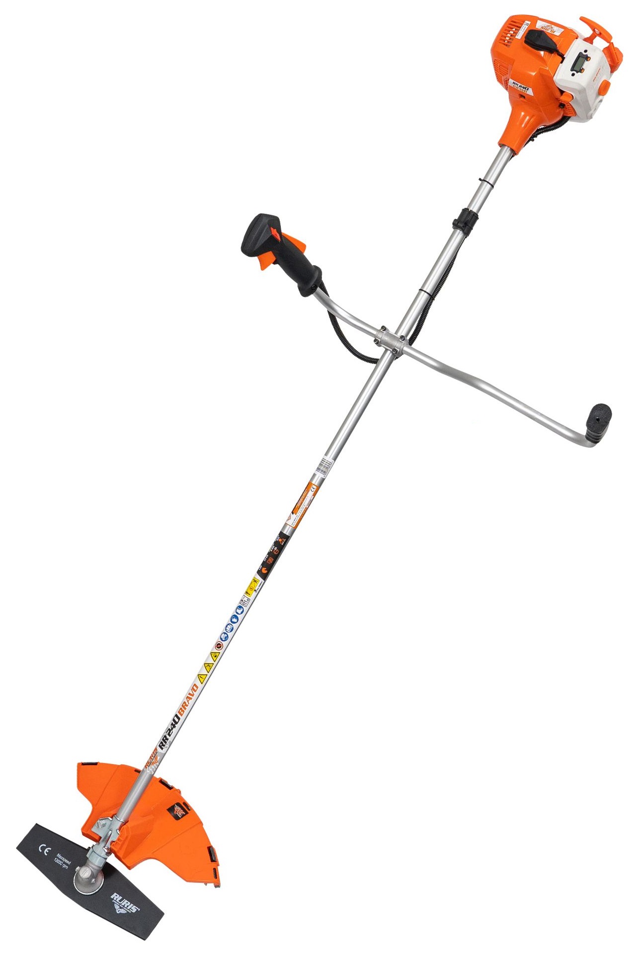 Motocoasa de umar RURIS RR 240 Bravo, motor benzina Khumma, 2 timpi, 24 CC, 1 CP, diametru taiere 255 mm, ham, autocut, cutit 2 dinti