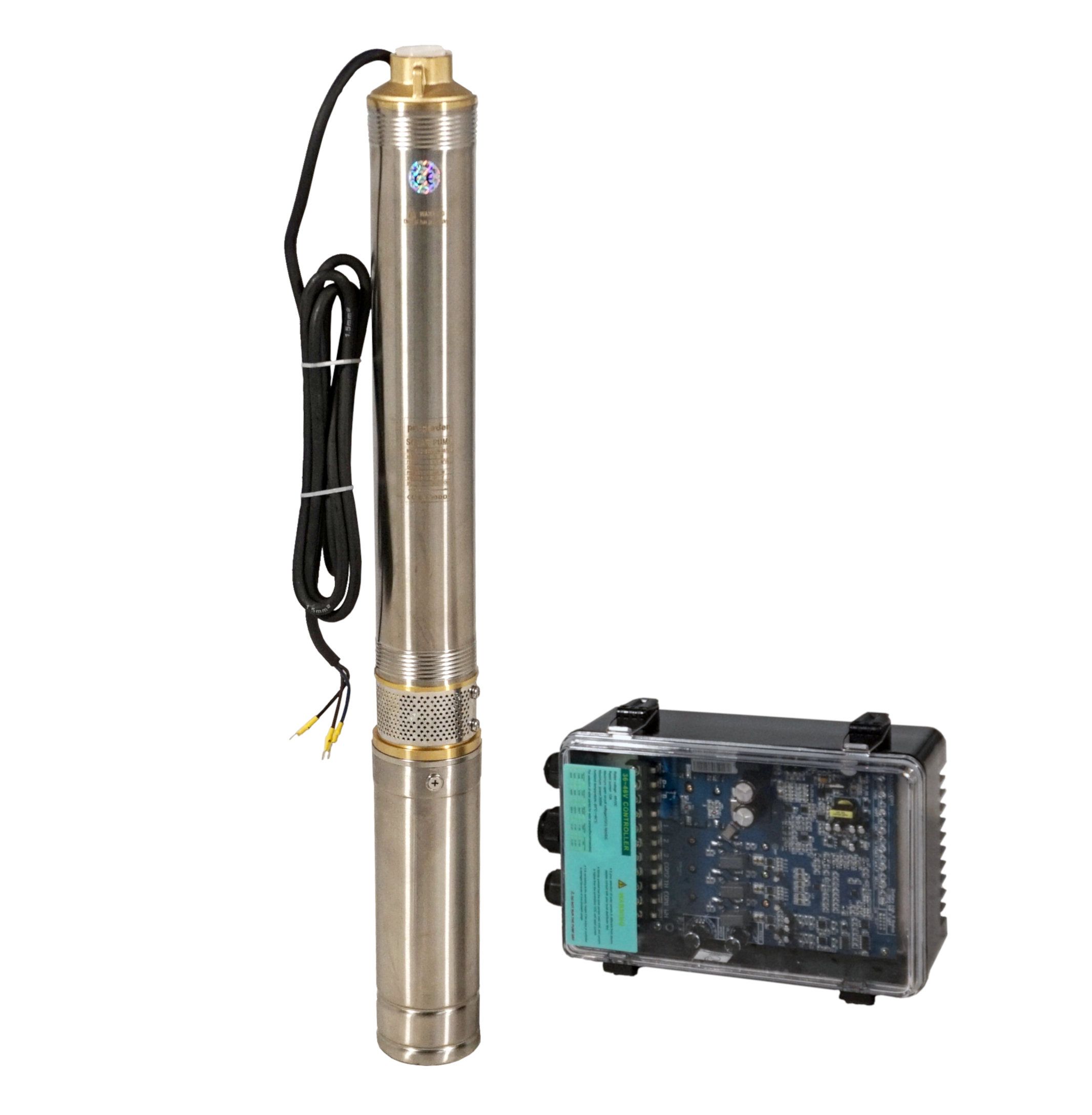 Pompa submersibila ProGARDEN 3TSC3.5-50-48/500, 1 inch, kit solar, 500W/48V, MPPT, fara PFV, 50 m, 3.5 mch, multietajata, apa curata