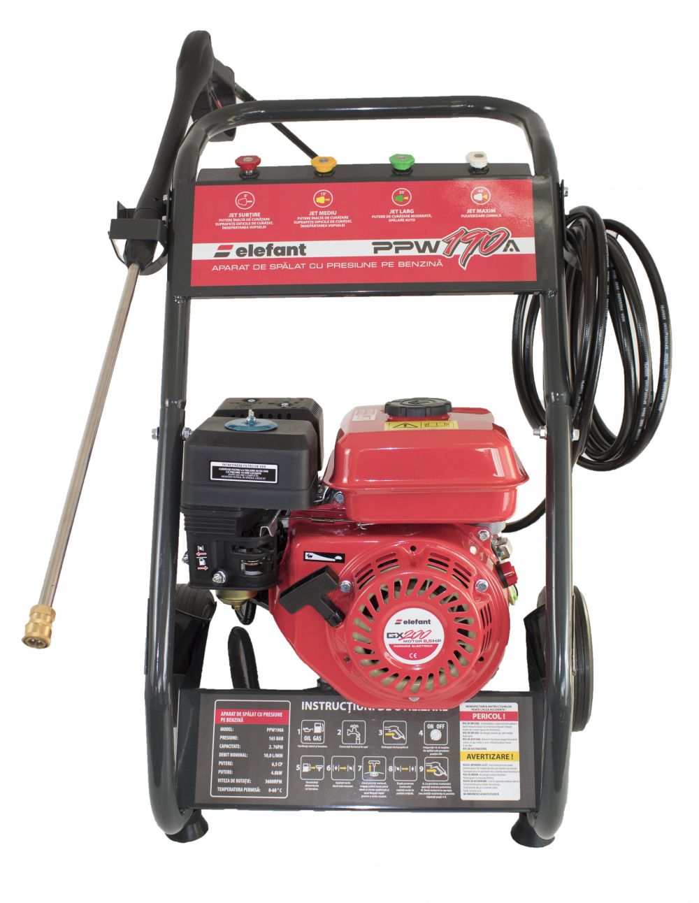Aparat de spalat cu presiune pe benzina ELEFANT PPW190A, 4800 W, rezervor 3.6 L