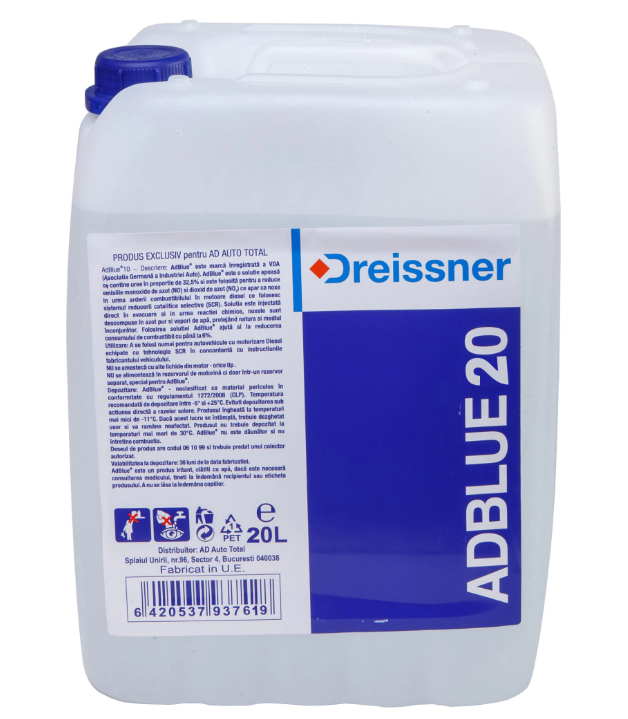 Aditiv AdBlue DREISSNER, 20 litri, cu palnie umplere, pentru motoare diesel Euro 6