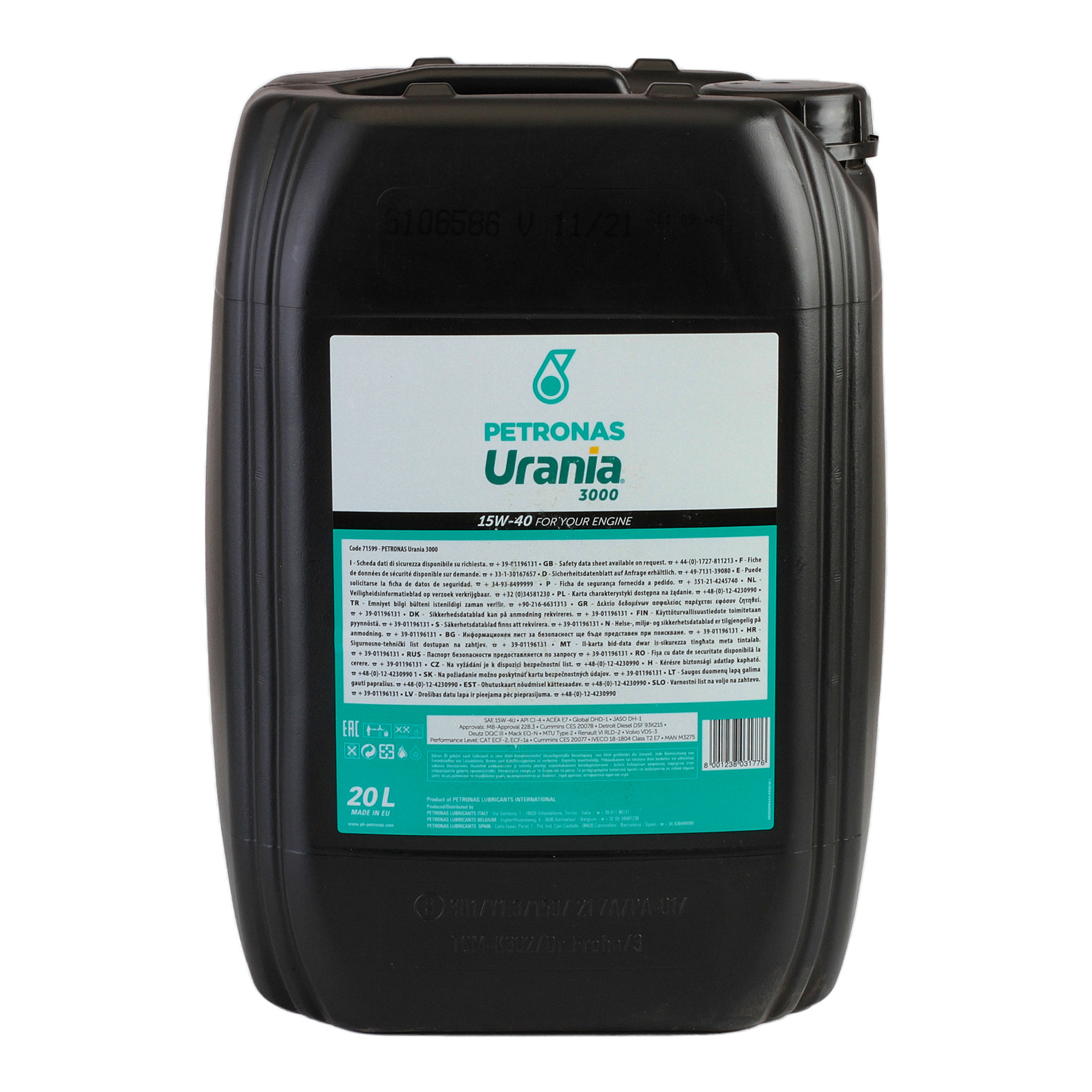 Ulei motor Petronas URANIA 3000 15W40 U300015W40/20, volum 20 litri, sintetic