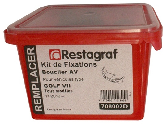 Set clipsuri montaj bara fata RESTAGRAF A708002D, plastic, pentru Volkswagen Golf VII, 11.2012 - 02.2017