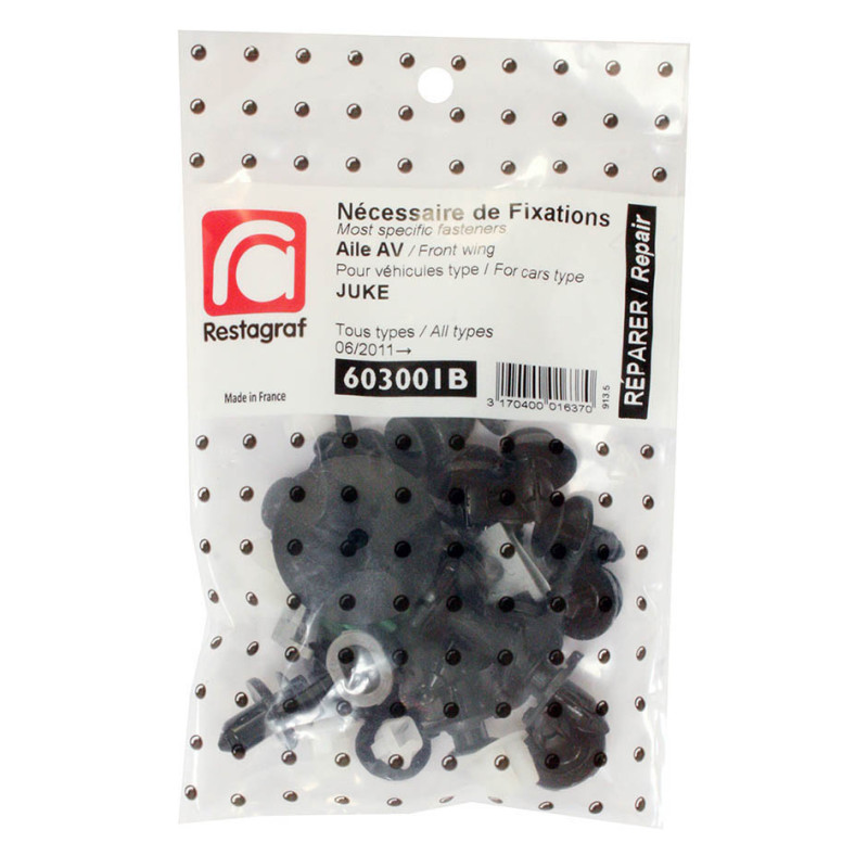 Set clipsuri auto montaj aripa fata RESTAGRAF A603001B, plastic, pentru Nissan Juke, 06.2011-