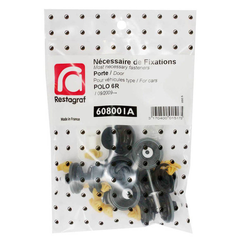 Set clipsuri auto montaj usa fata RESTAGRAF A608001A, plastic, pentru Volkswagen Polo 6R, 09.2009-09.2017