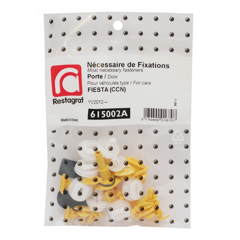 Set clipsuri auto montaj usa fata/spate RESTAGRAF A615002A, plastic, pentru Ford Fiesta CCN, 11.2012 - 06.2017