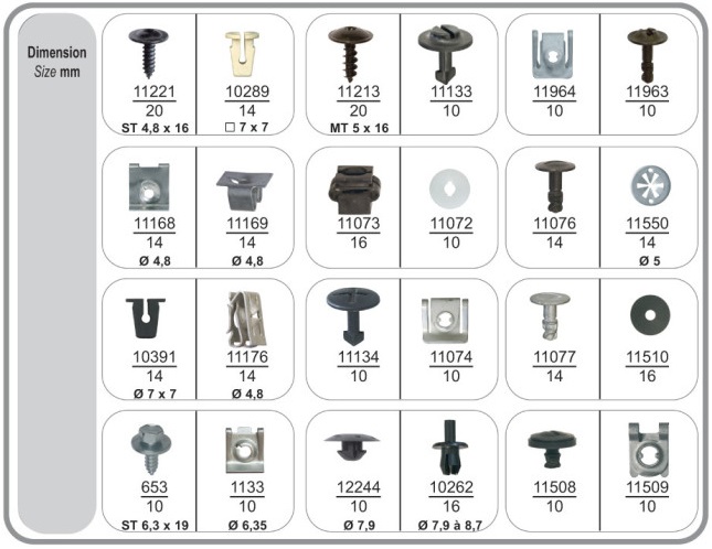 Set 310 clipsuri auto RESTAGRAF FD CSNBB A70429, metal/plastic, pentru fixare scut motor, Volkswagen-Audi, Seat, Skoda