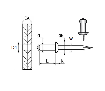 Set 20 nituri aluminiu RESTAGRAF A4079, 6.4 x 16 mm, pentru usi si elemente de caroserie auto