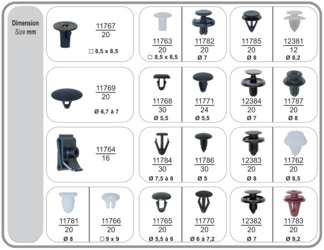 Set 442 clipsuri auto RESTAGRAF A70426, 5 - 9.2 mm, din plastic, pentru Toyota, Suzuki