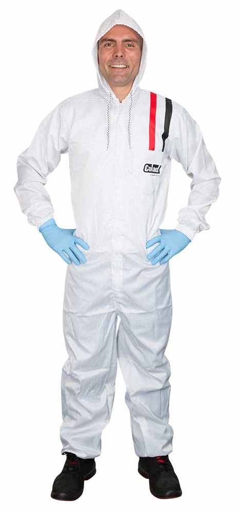 Combinezon vopsitor auto COLAD HAMACH Carbon 511750CLD, marimea 50, nylon, cu gluga, alb