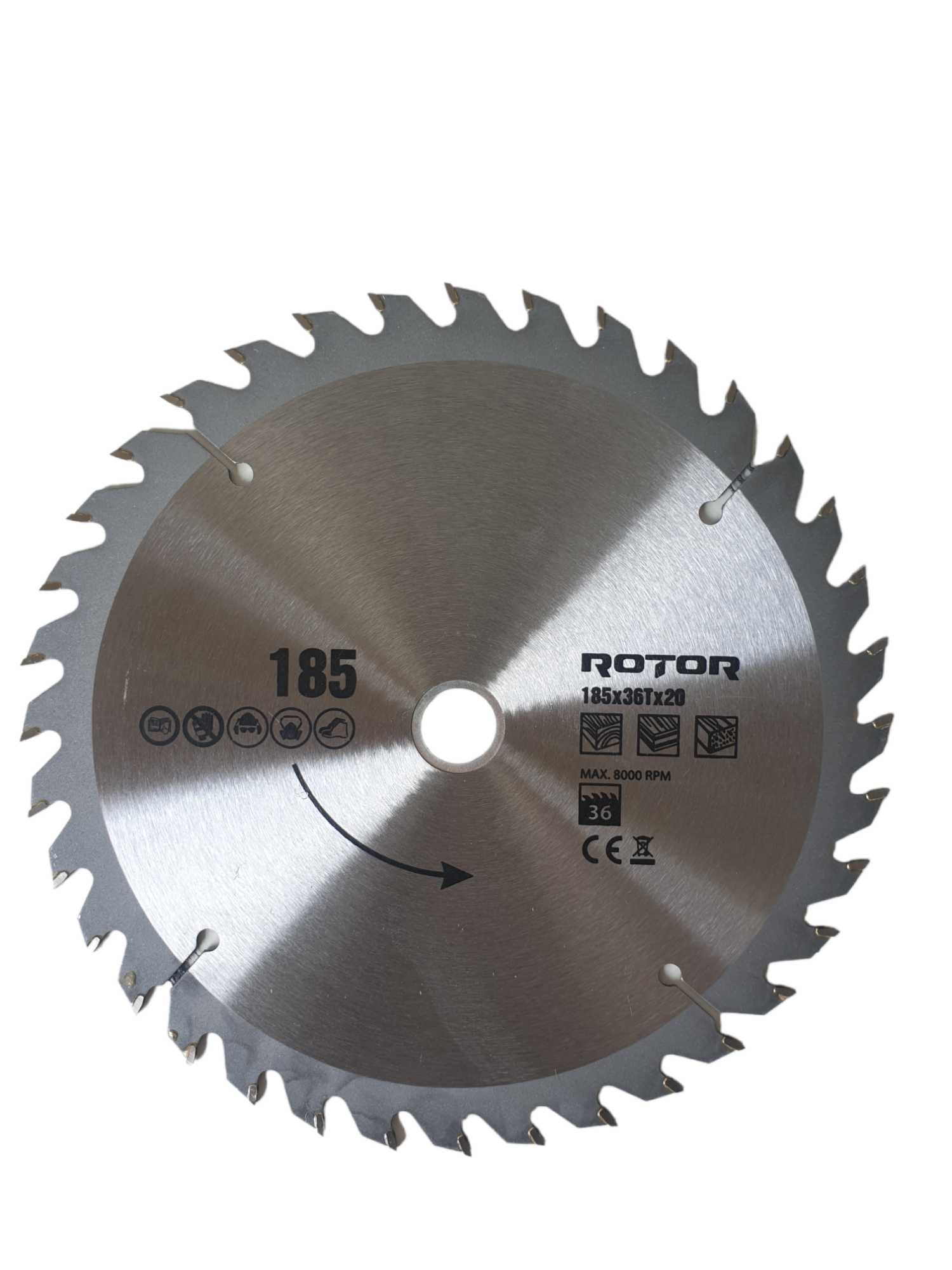 Disc de taiat lemnul ROTOR 21223, diametru 185 x 20 mm, 36 dinti