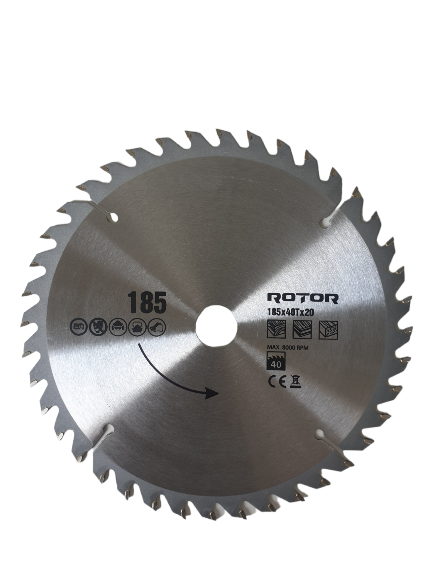 Disc de taiat lemnul ROTOR 21224, diametru 185 x 20 mm, 40 dinti