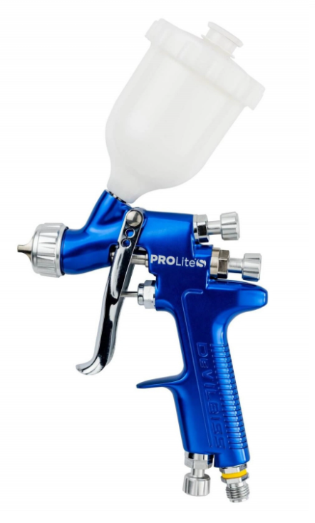 Pistol de vopsit pentru retus DE VILBISS PROLite-S Mini / Micro PROLITESHV510C 905084DEV, cupa plastic 125 ml, duza 1.0 mm, consum aer 135 l/min
