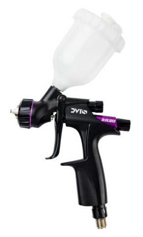 Pistol de vopsit pentru retus DE VILBISS DV1 Smart Repair S1 HVLP Plus Gravity Gun 704532DEV, cupa plastic 125 ml, 1.0 mm, 1.2 mm, 115 l/min
