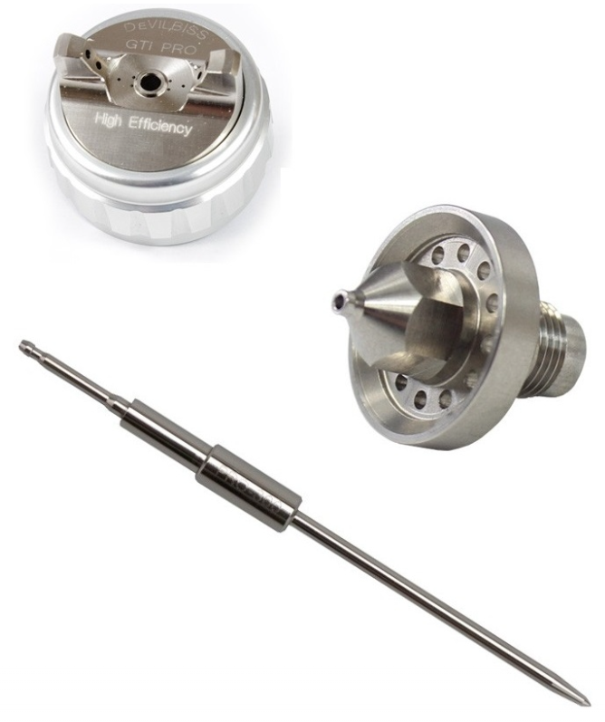 Set reparatie DE VILBISS PRO-450-T2-14, pentru pistol vopsit DeVilbiss GTi Pro, PRO-450, duza 1.4 mm + ac + fluture, 350 l/min