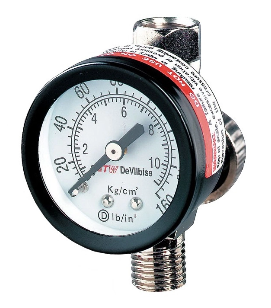 Regulator de presiune aer cu manometru mecanic DE VILBISS HAV-501DEV, montare pe furtun, cupla 1/4 inch, maxim 11 bar