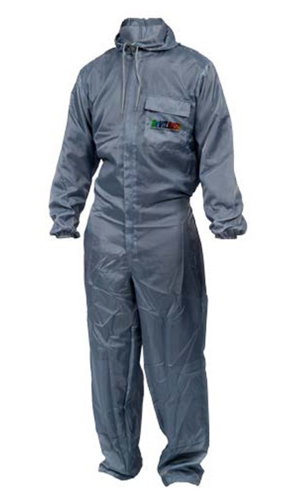 Combinezon vopsitor auto DE VILBISS DC-OV-XL, marime XL, reutilizabil, gri, cu gluga, fara scame, antistatic, pentru uz general
