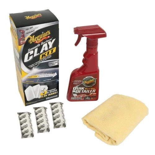 Kit argila decontaminare vopsea MEGUIARS Smooth Surface Clay G191700MG, argila 3 x 80 gr, prosop microfibra, detailer 473 ml