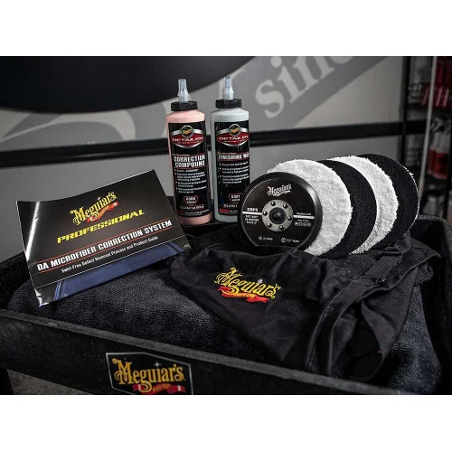 Kit polish MEGUIARS DA Microfiber Correction System DMCKIT5MG, pad abraziv 140 mm, pad microfibre 140 mm, pasta abraziva, pasta finish