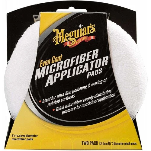 Set 2 aplicatoare microfibra MEGUIARS Even Coat Microfiber Applicator Pads X3080EUMG, diametru 12.7 cm
