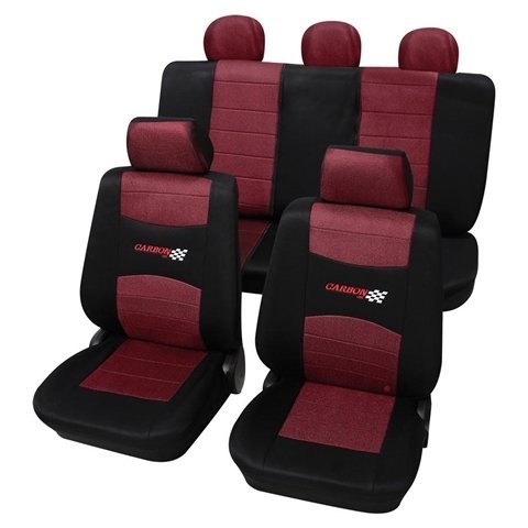 Set complet huse scaune auto PETEX 33574812PX, rosu-carbon, montare fata-spate