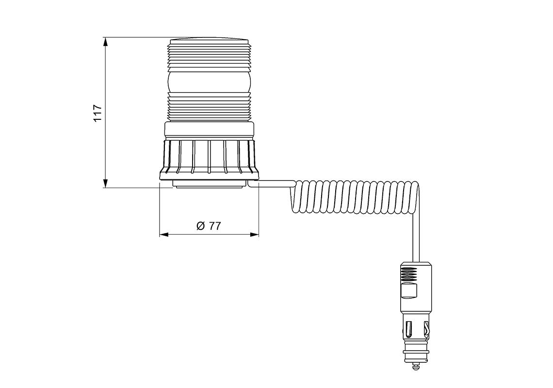 Girofar LED VIGNAL Puck D14452VIG, 10 - 30V, 3.5W, cu prindere magnetica, cablu spiralat, priza bricheta, 117 x 80 mm