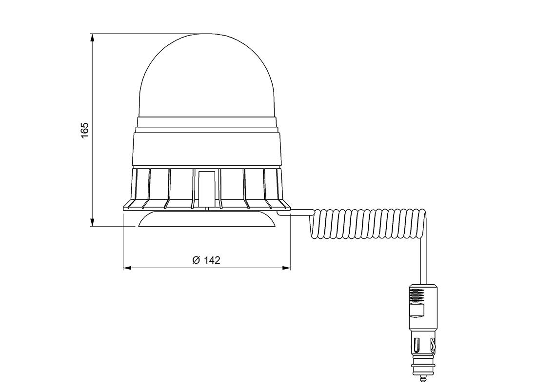 Girofar LED VIGNAL Vega D14509VIG, 10 - 30V, 9W, cu prindere magnetica, cablu spiralat, priza bricheta, 168 x 142 mm
